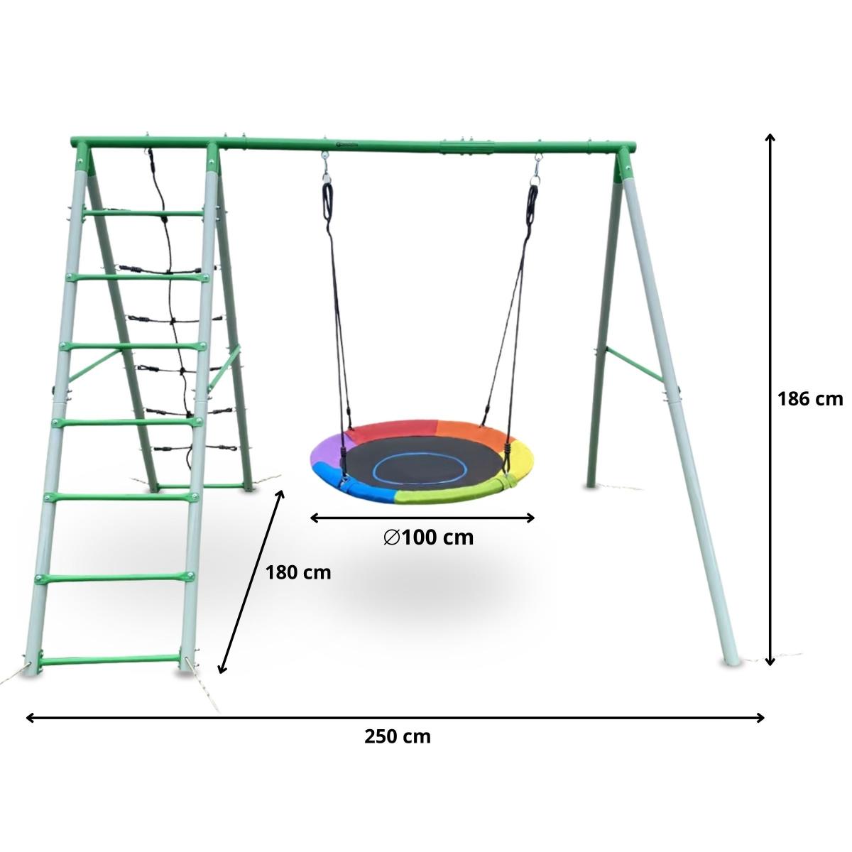 XL záhradné ihrisko pre deti s hojdačkou bocianie hniezdo, rebríkom a sieťou na šplhanie