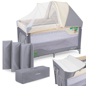Cestovná postieľka 0 - 36 m s prebaľovacím pultom + ohrádka Moby-System HUXLEY