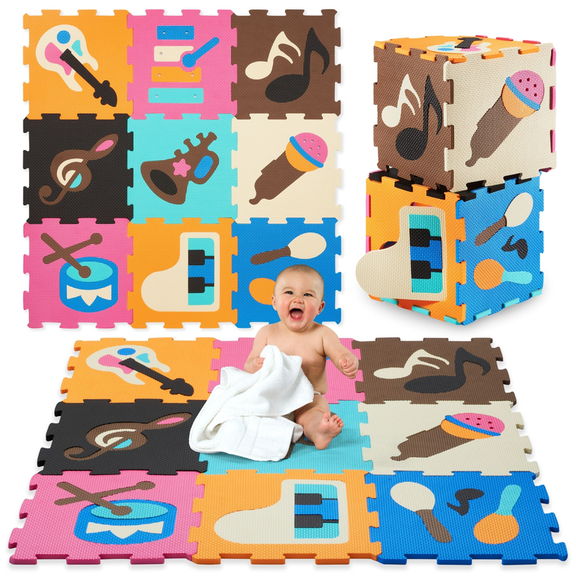 Vzdelávacia penová podložka na puzzle 90 x 90 x 1 cm - EVA pena - dizajn: nástroje