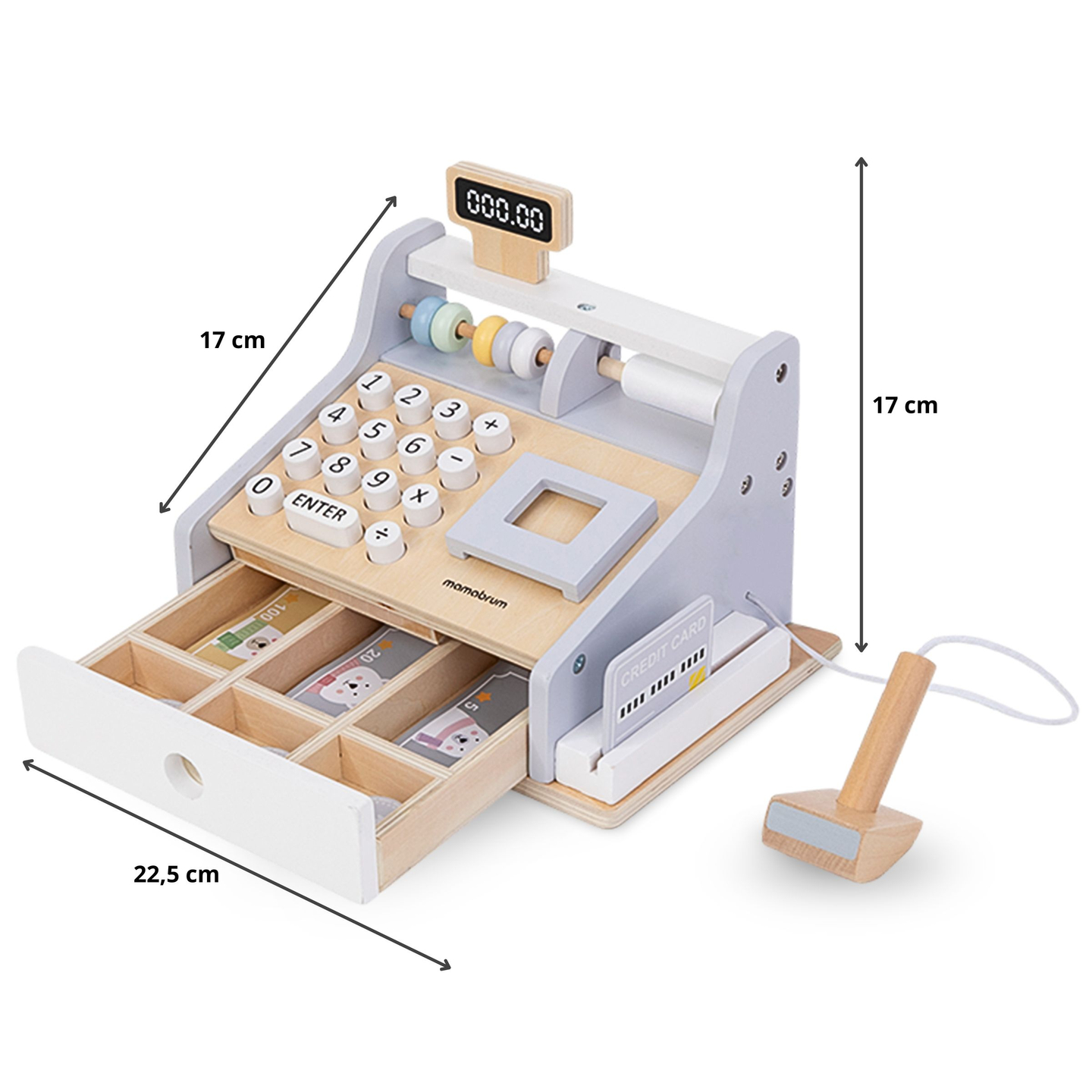 Drevená pokladňa s príslušenstvom