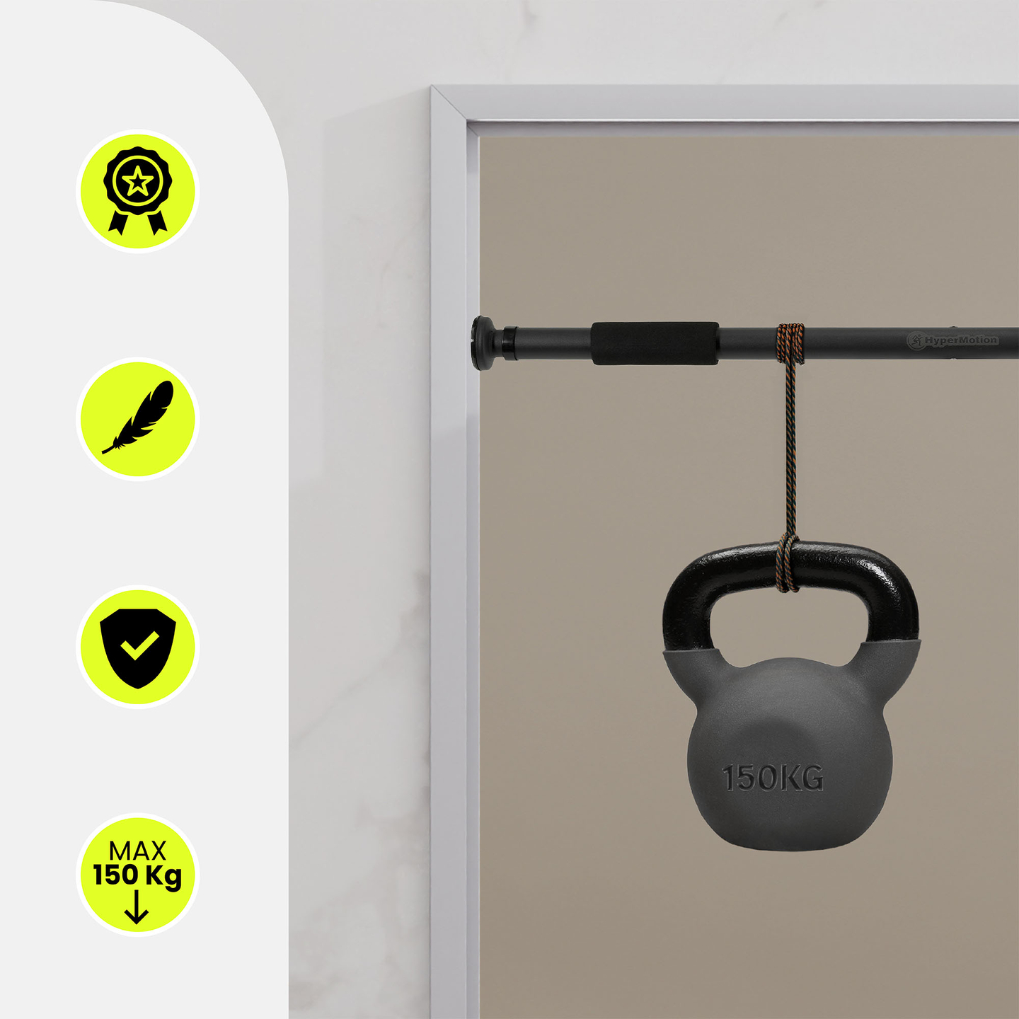 Nastaviteľná hrazda HyperMotion 80-130 cm, 150 kg, čierna