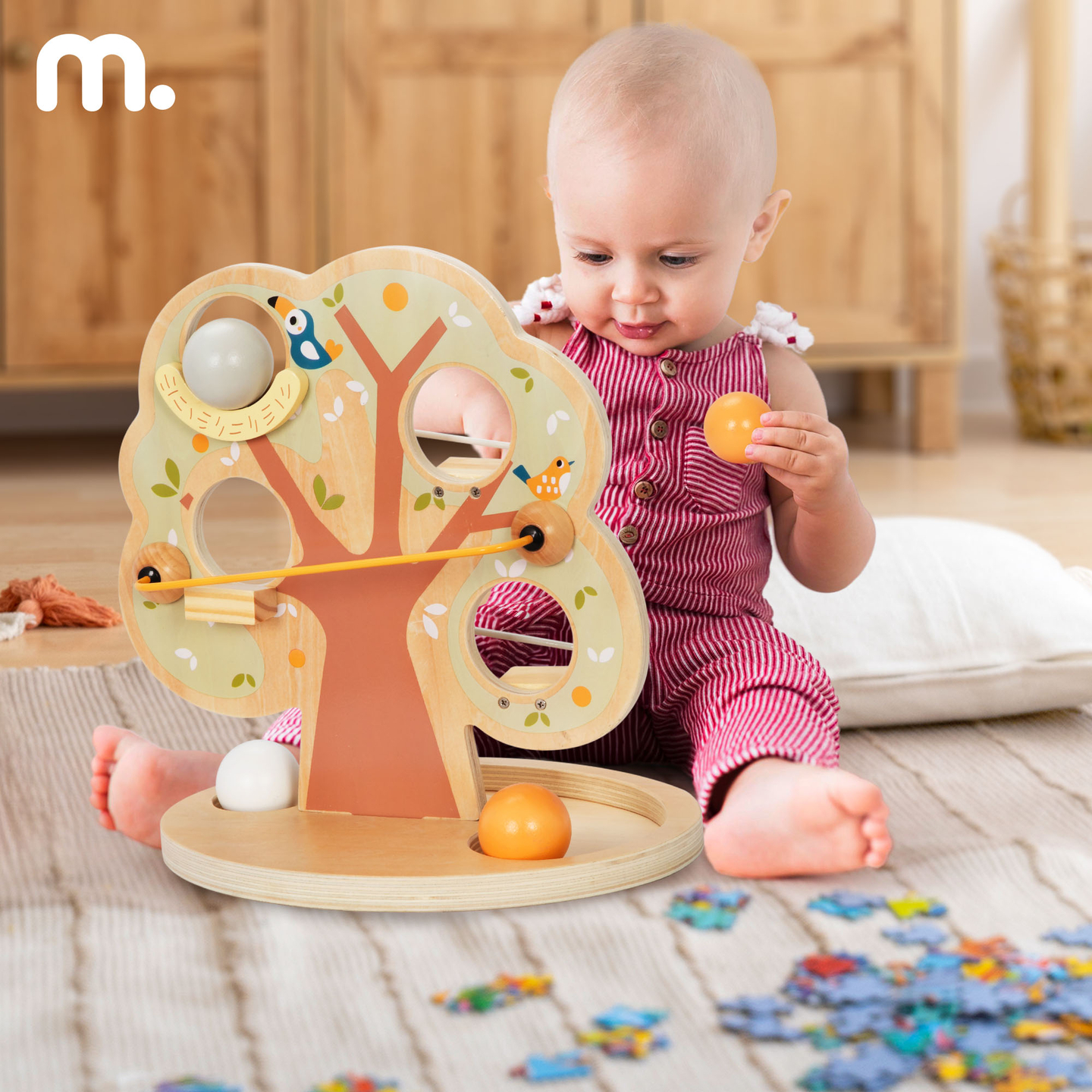 Drevená guľôčková šmýkačka - Zelený strom