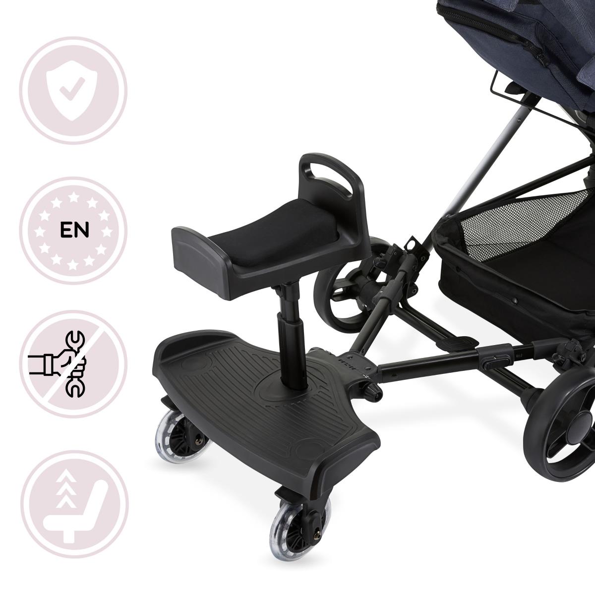 Nadstavec na kočík s nastaviteľným sedadlom a univerzálnym systémom upevnenia - Moby-System BUGGY2GO