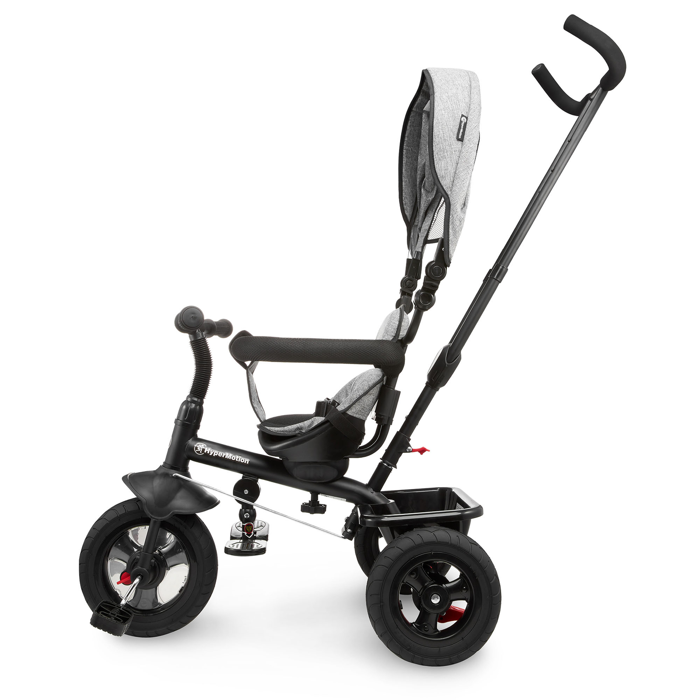 Trojkolka pre deti od 1 do 4 rokov - TOBI FREY - sivá farba - otočná - pumpované kolesá + tlačné koleso