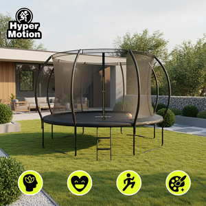 XXL záhradná trampolína pre deti HyperMotion - 366 cm 12FT - s rebríkom a vnútornou sieťou - pre dom a záhradu - max 150 kg