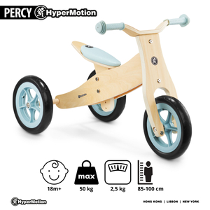 Drevená trojkolka a balančný bicykel 2v1 - HyperMotion PERCY - modrá