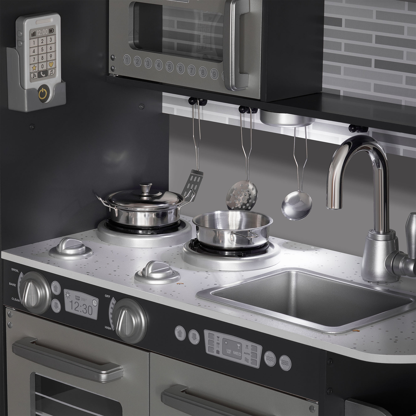 Drevená kuchyňa XXL s LED osvetlením, zásterou a príslušenstvom