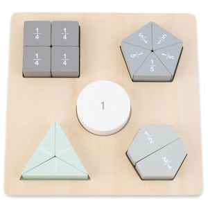 Drevené puzzle - Montessori puzzle - Zlomky a geometrické útvary
