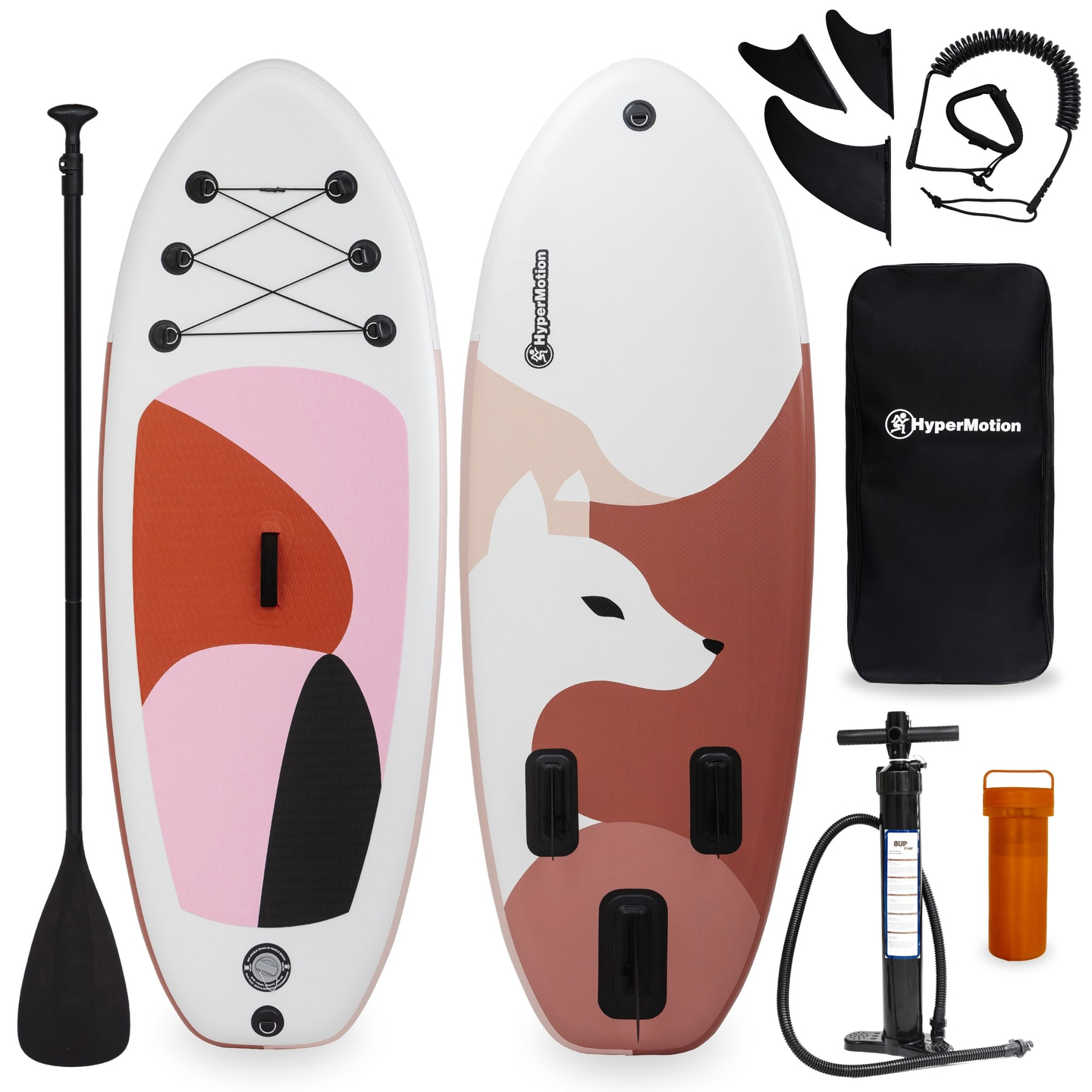 Nafukovacia SUP doska pre deti Stand Up Paddle 215cm s pádlom - HyperMotion WAVE BOOST PINK 215