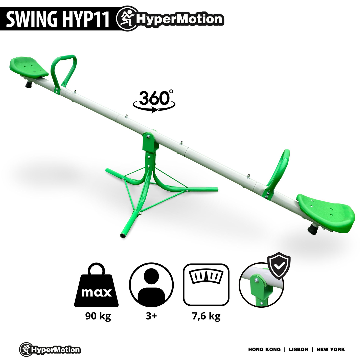 Záhradná hojdačka 2 v 1, kladina pre 2 osoby s 360-stupňovou funkciou kolotoča