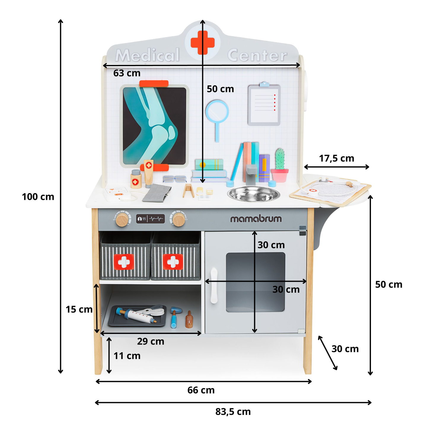 Drevená nemocnica s ordináciou XXL - lekárska súprava s príslušenstvom