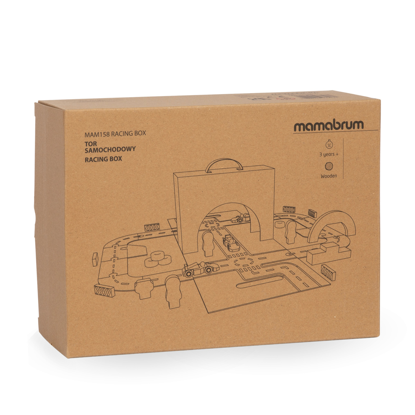 Magnetický kufor s pretekárskou dráhou, drevenými vozidlami a cestnými doplnkami