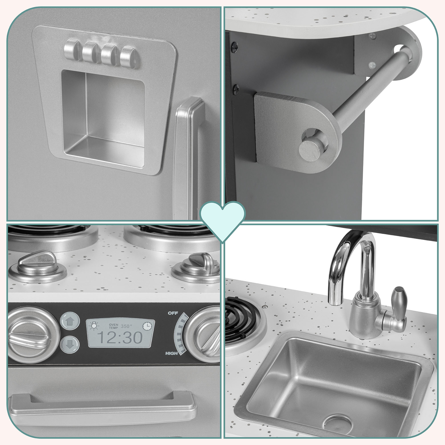 Drevená kuchyňa XXL s LED osvetlením, zásterou a príslušenstvom