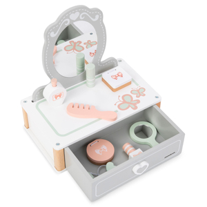 Drevený detský toaletný stolík s príslušenstvom