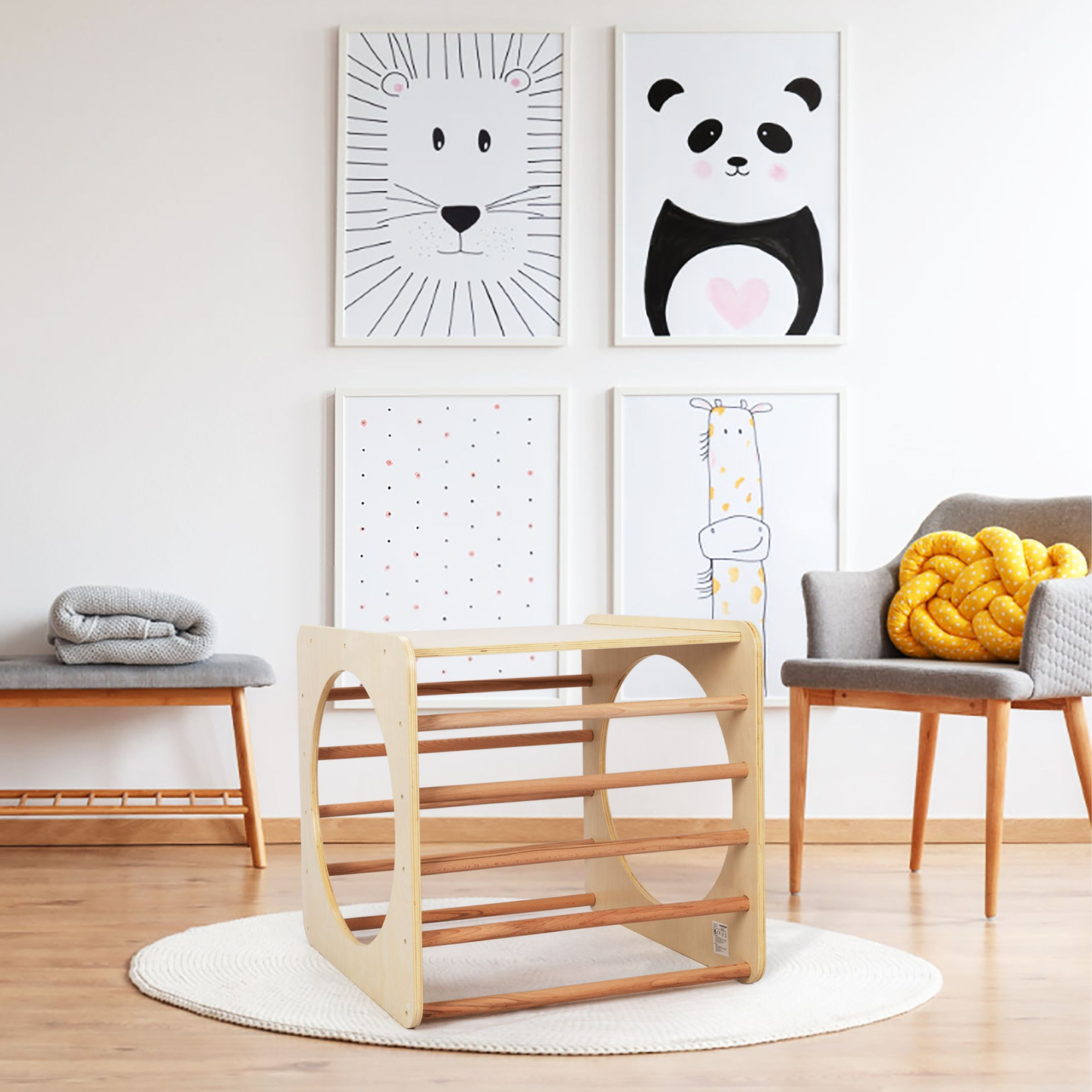 Drevená lezecká kocka, detský tunel, detské ihrisko