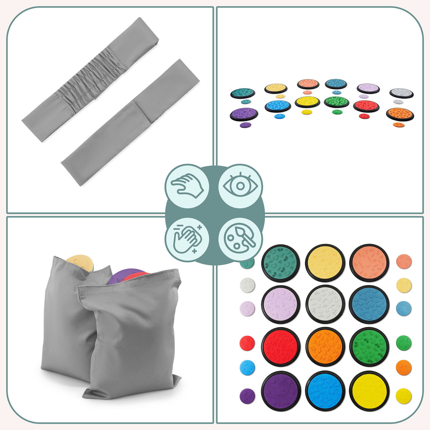 Farebné senzorické disky pre deti - 24 kusov