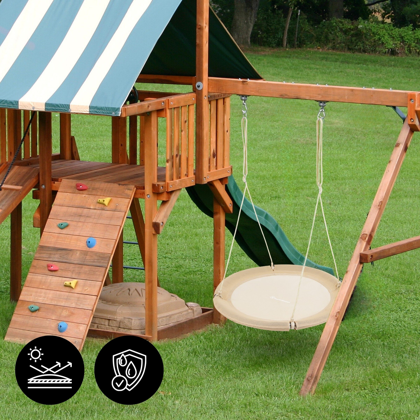 Hojdačka HyperMotion Bocianie hniezdo - priemer 100 cm, béžová farba