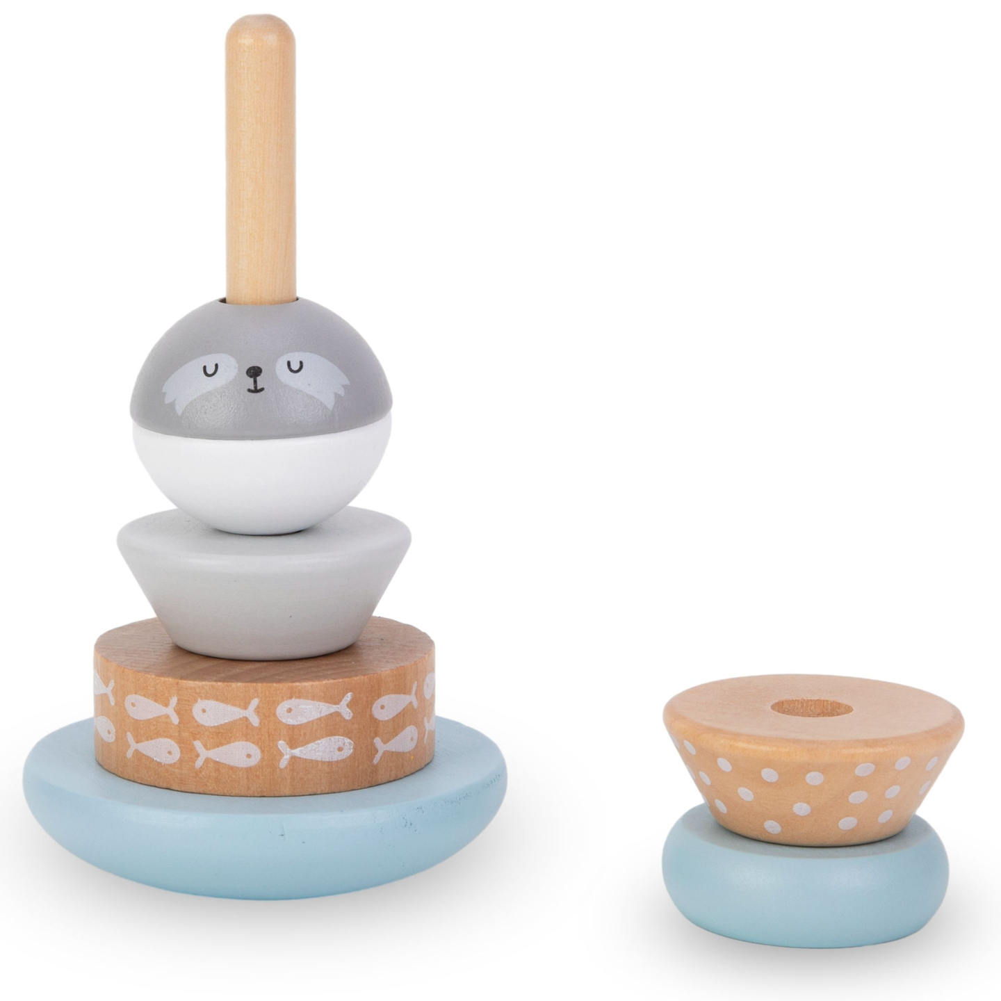 Súprava drevených hračiek - farebné prepletanie, pyramída z tuleňov, triedička medvedíkov