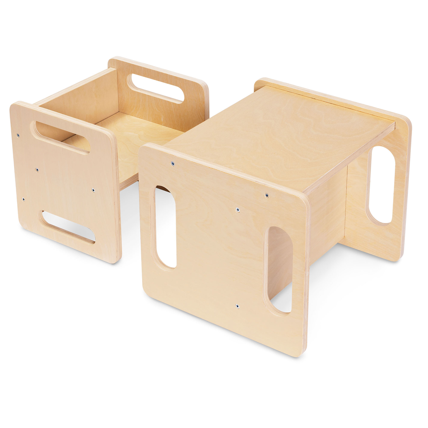 Drevený stôl a stolička s funkciou nášľapného mostíka – multifunkčná Montessori sada pre deti