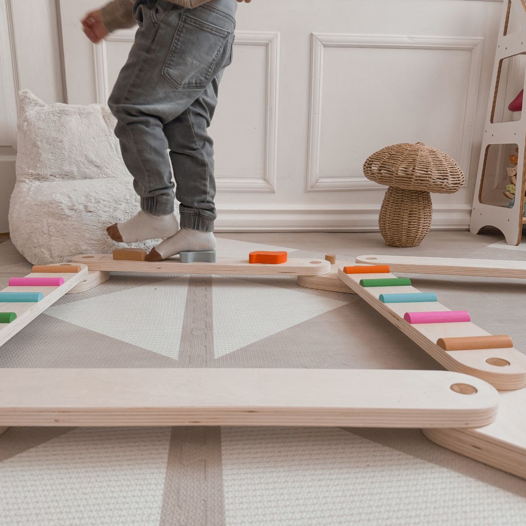 Drevená balančná dráha - zmyslová dráha - 14 prvkov