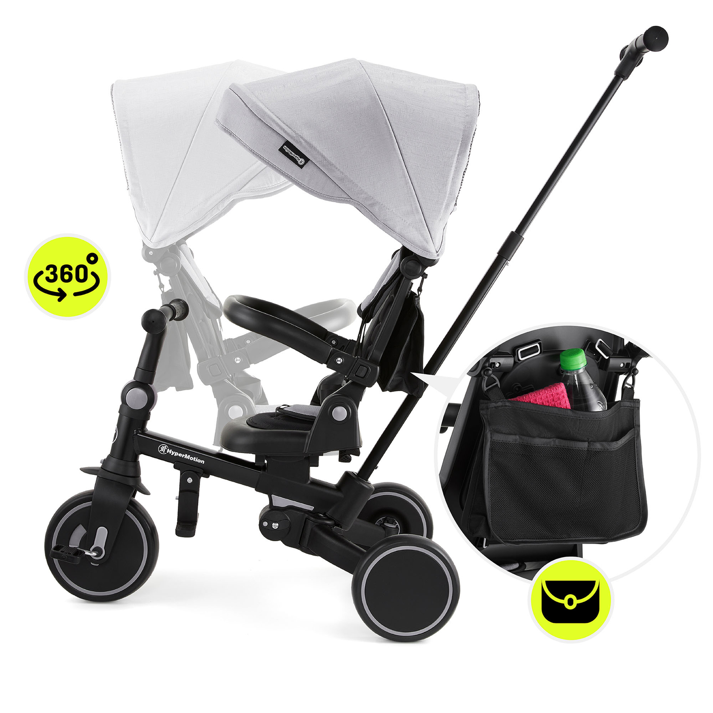 Multifunkčná trojkolka 8v1 TOBI FOREST - sivá