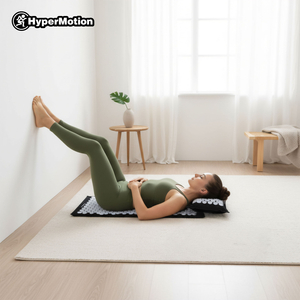 EKO ľanová akupresúrna podložka s kokosovým vláknom a pohánkovým vankúšom – 68 cm HyperMotion čiernobiela