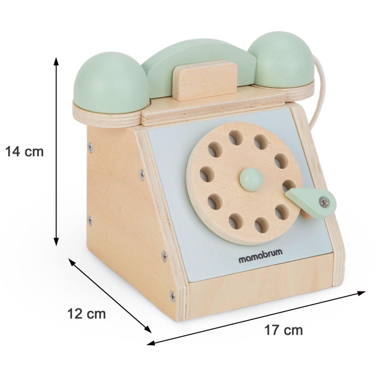 Retro drevený telefón - mätový