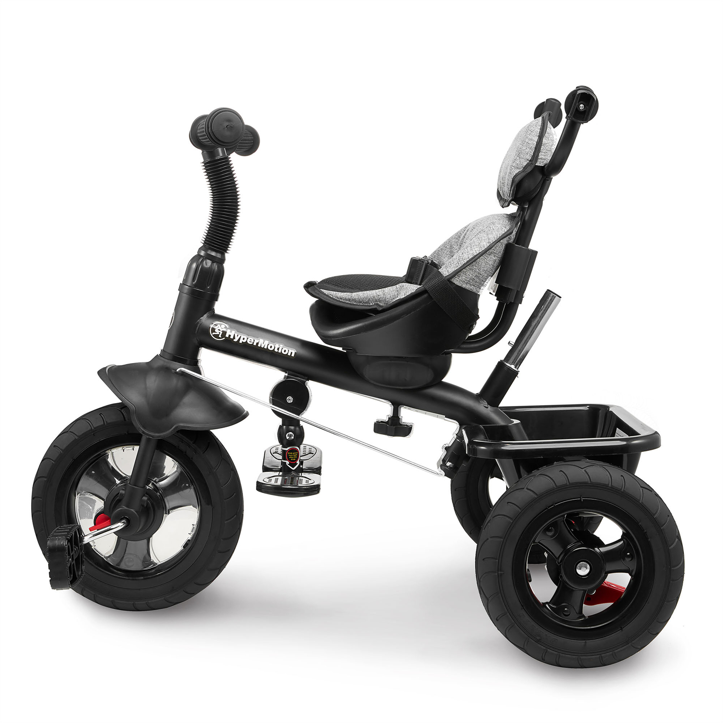 Trojkolka pre deti od 1 do 4 rokov - TOBI FREY - sivá farba - otočná - pumpované kolesá + tlačné koleso