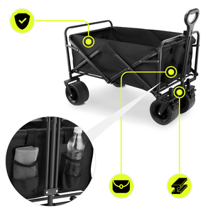 Skladací plážový vozík HyperMotion - čierny, 120 kg