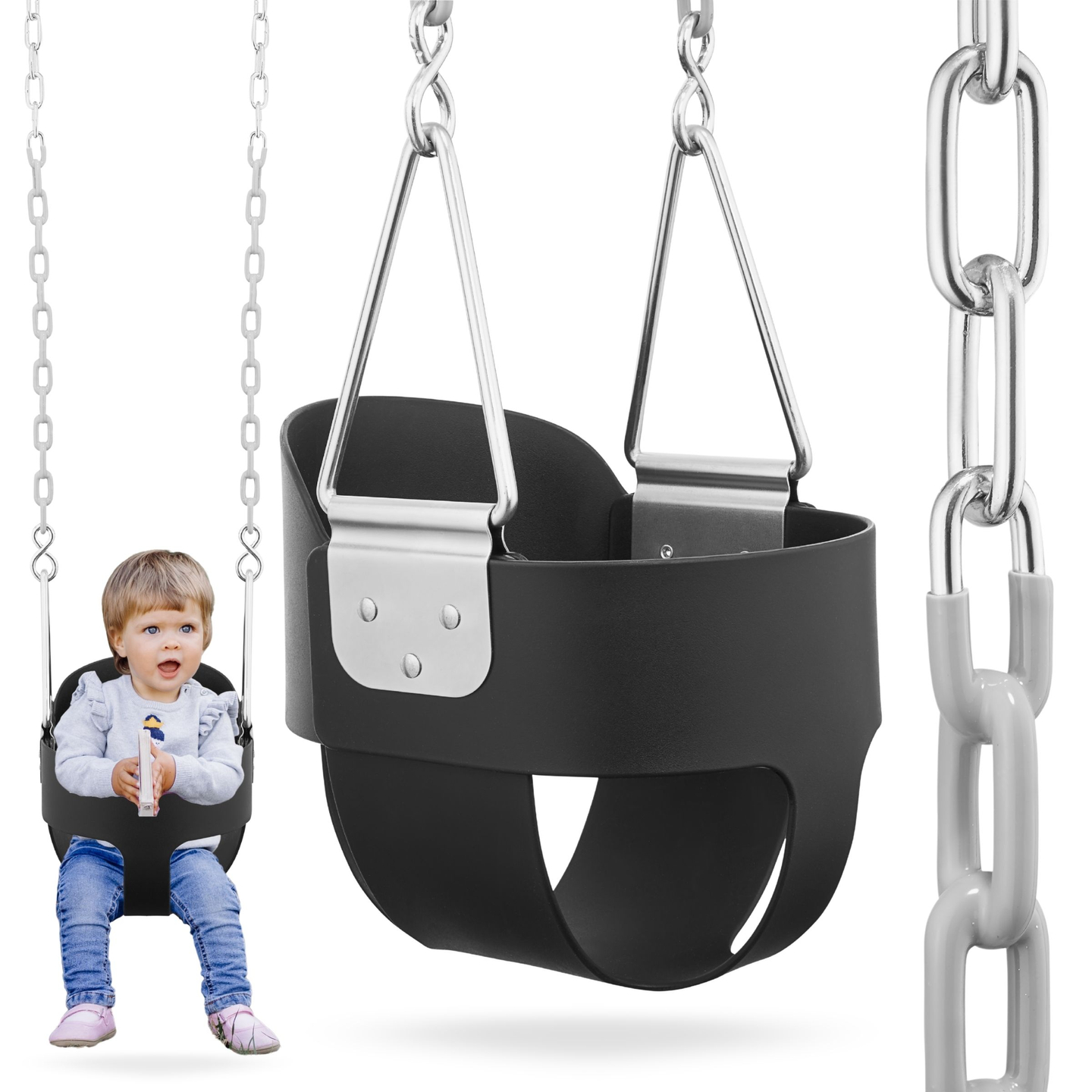 Reťazová hojdačka pre batoľatá HyperMotion s vysokým operadlom