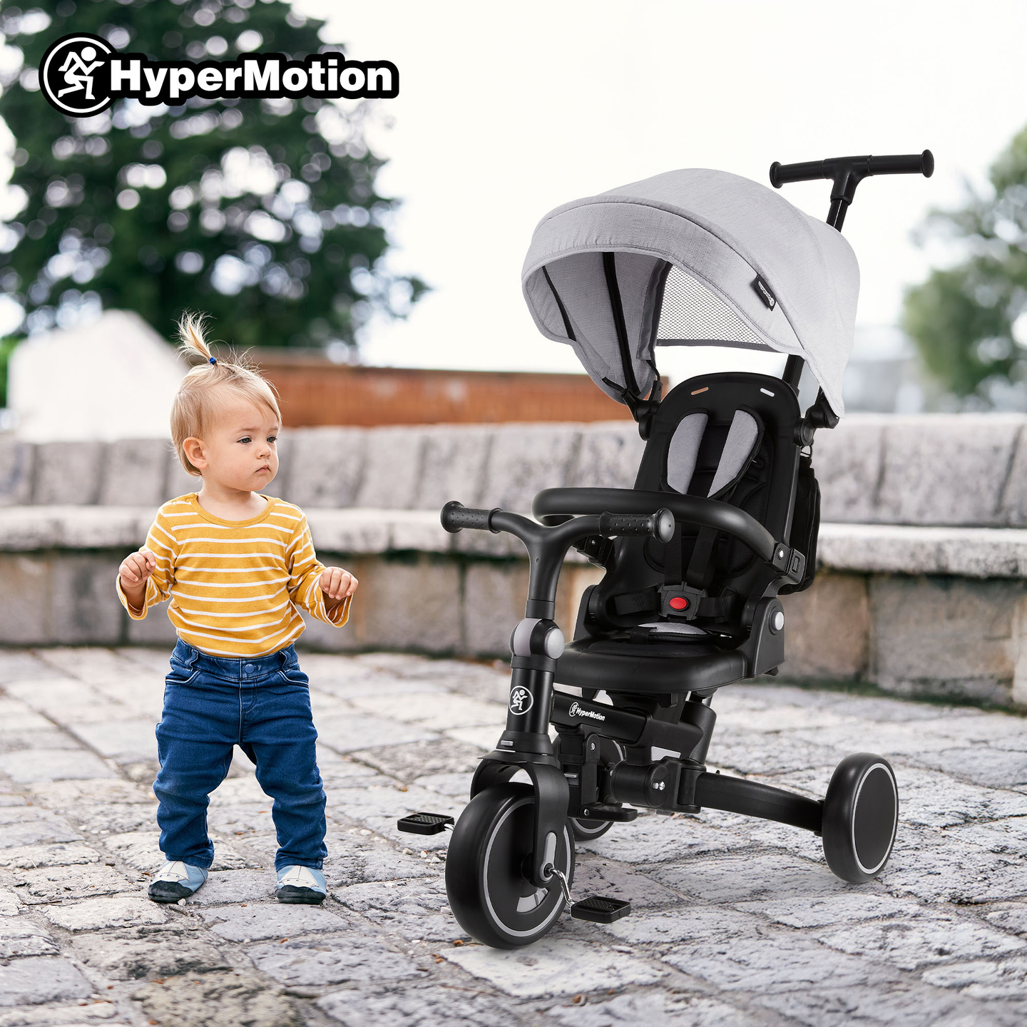 Multifunkčná trojkolka 8v1 TOBI FOREST - sivá