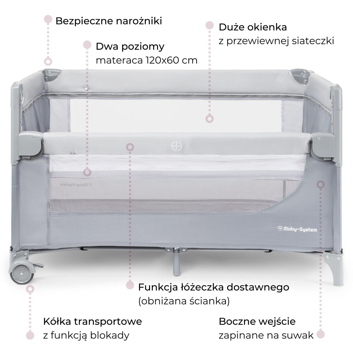 Prenosná postieľka 3 v 1 s prebaľovacím pultom, matracom a taškou na prenášanie