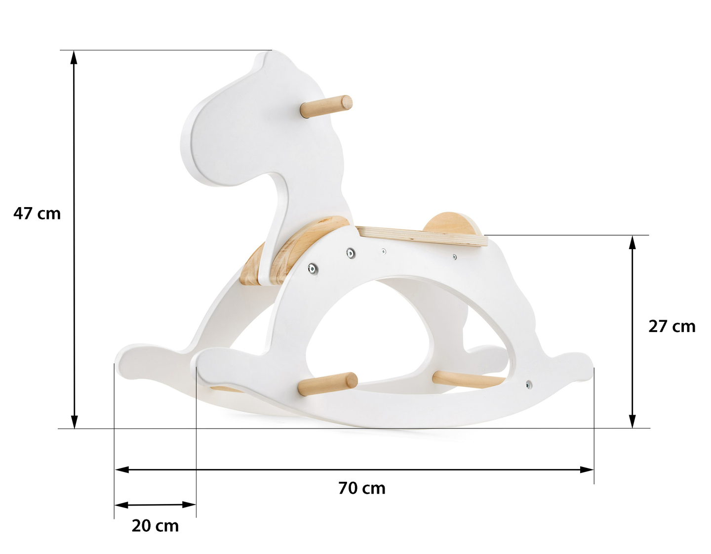 Drevený hojdací koník - biely - od 12 mesiacov.