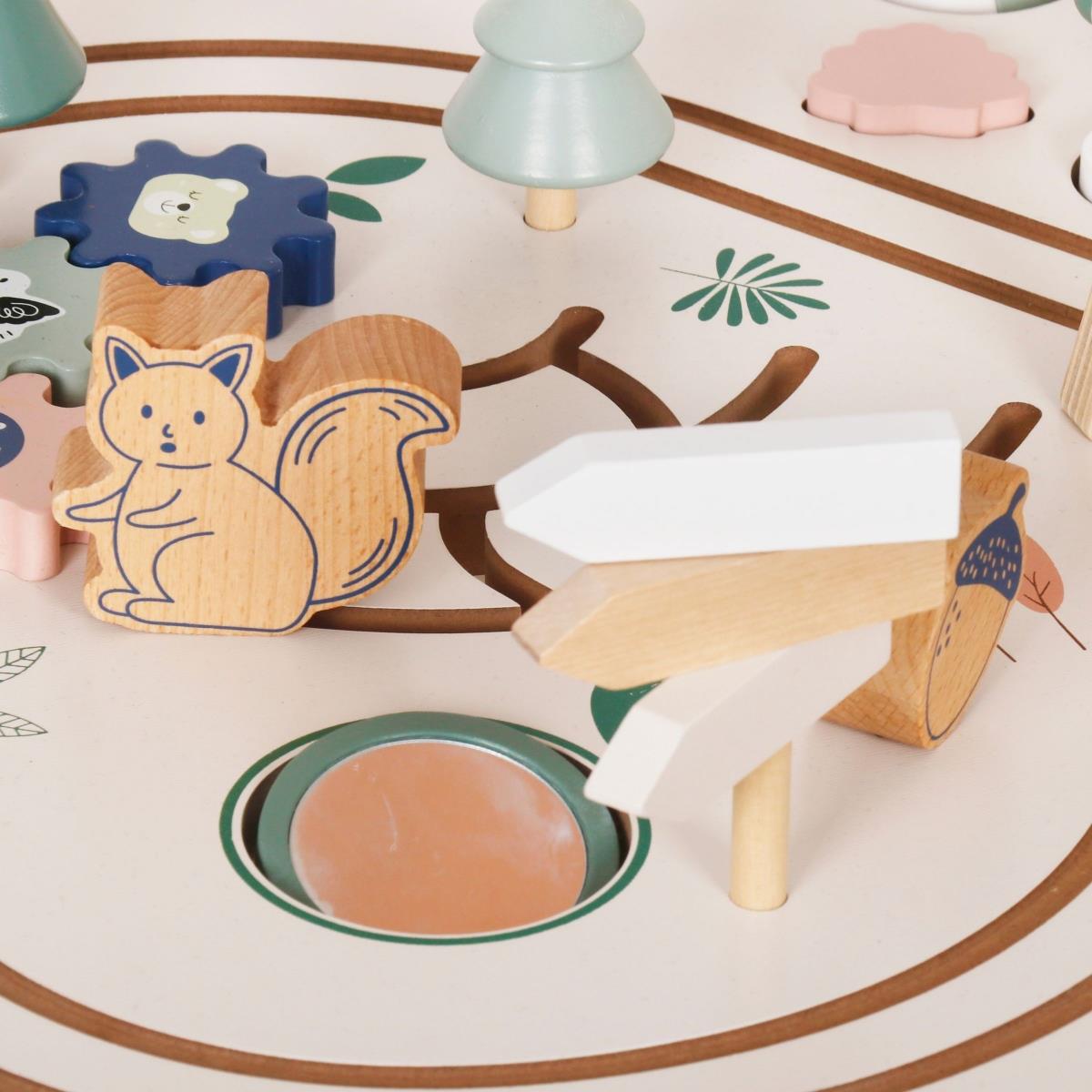 Vzdelávací drevený stôl 10v1 so zvieratkami a vláčikom