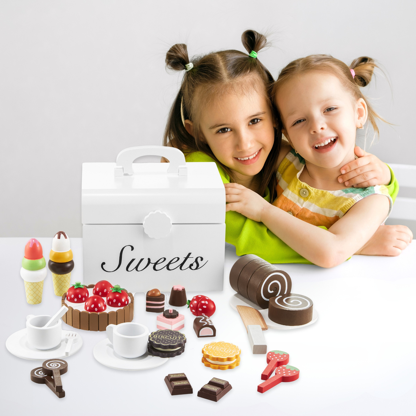 Drevená krabica na rezanie cukroviniek, cukráreň