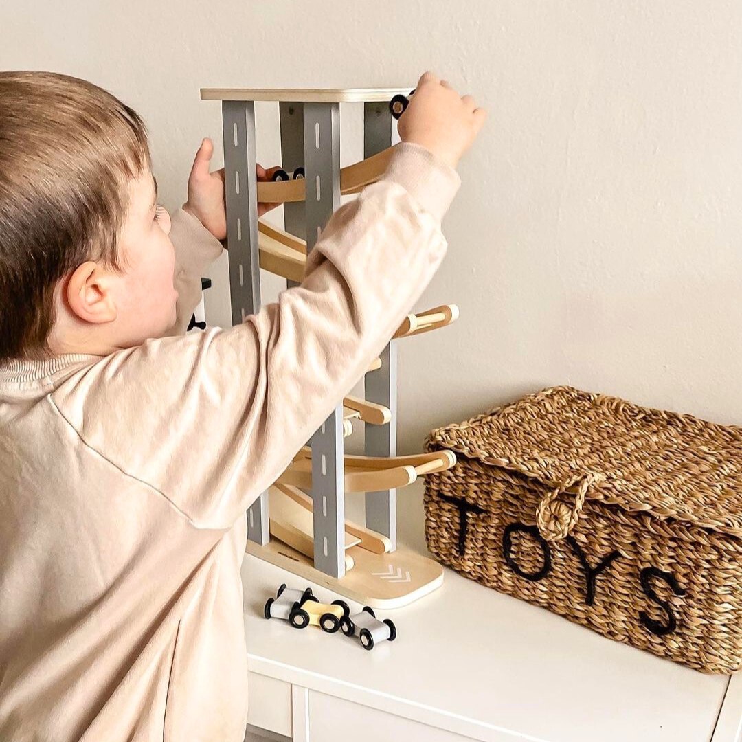 Drevená dráha - šmykľavka pre autíčka - 6 poschodí