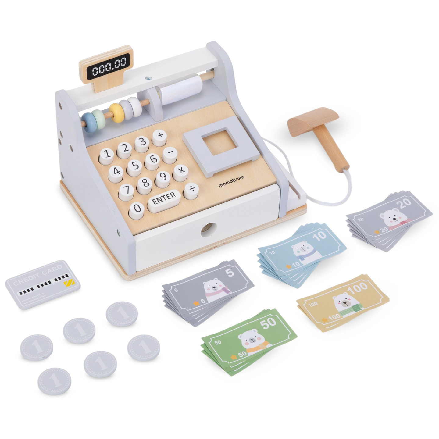 Drevená pokladňa s príslušenstvom