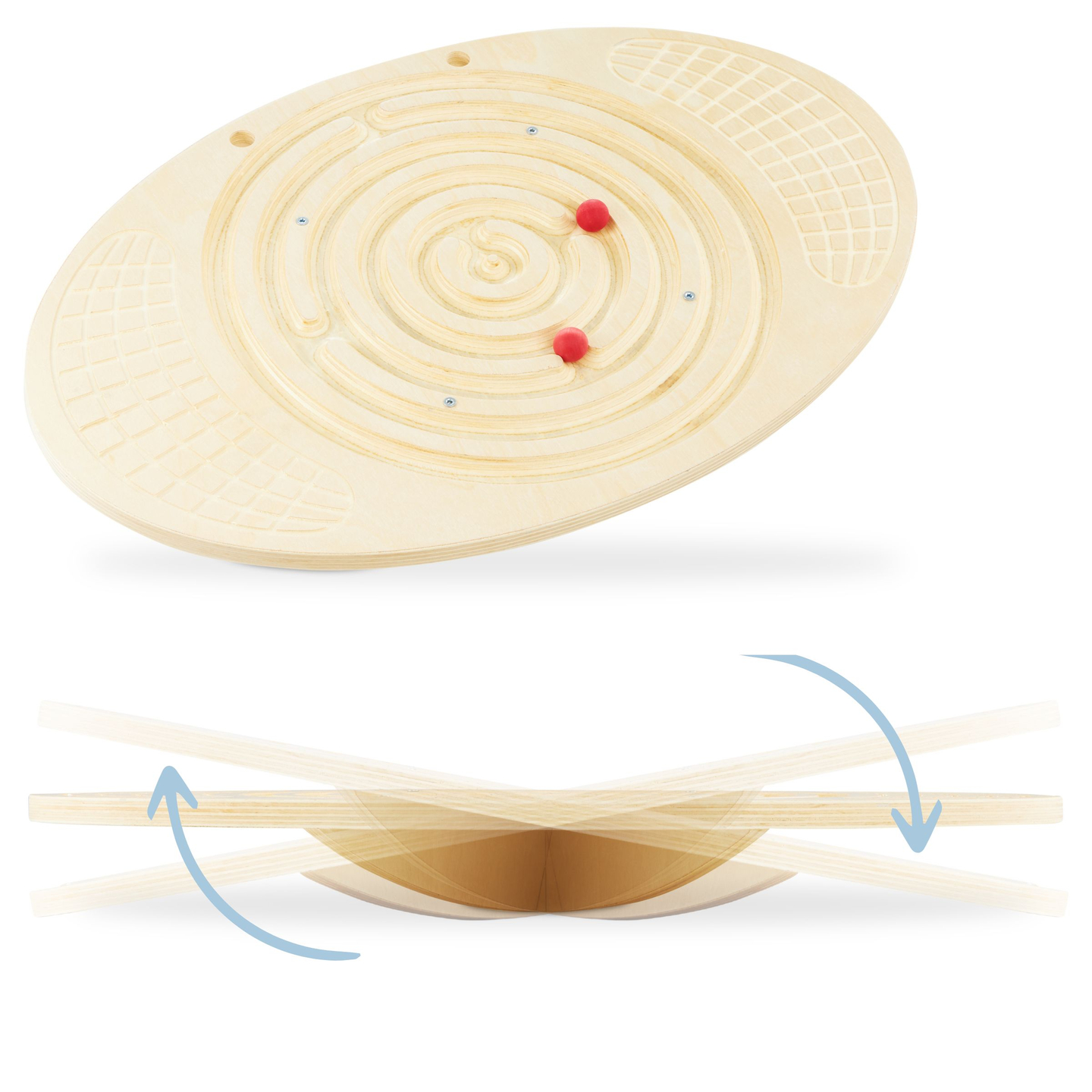 Drevená balančná doska s bludiskom a loptičkami - balančná hojdačka