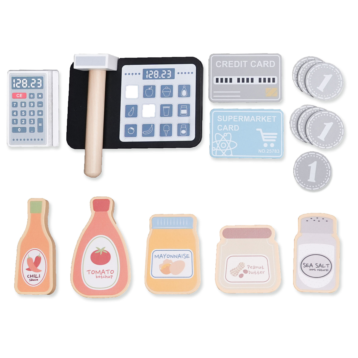 Veľký drevený XXXL obchod pre deti s barom rýchleho občerstvenia - Rohový obchod + Kávovar + Rúra + Chladnička - 106 ac.