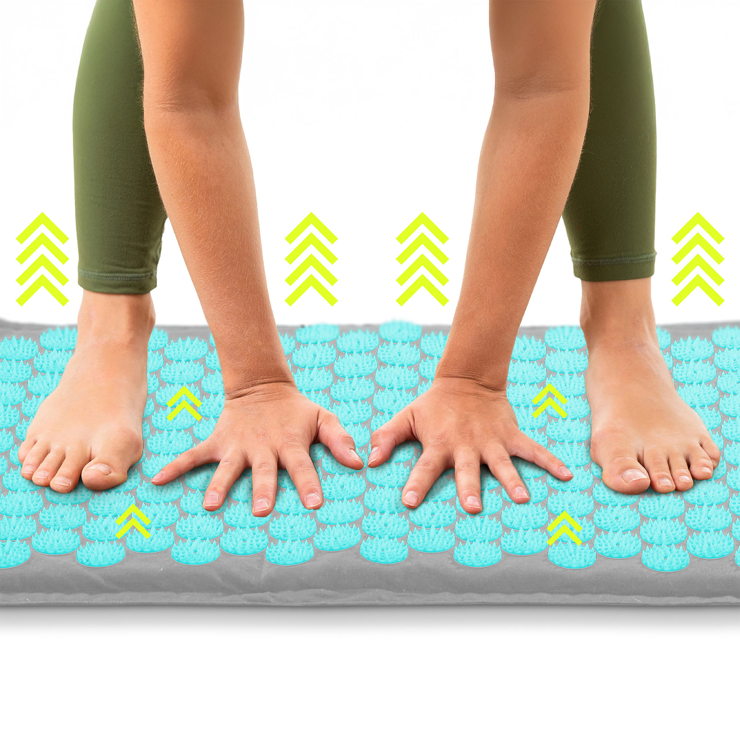 EKO ľanová akupresúrna podložka s kokosovým vláknom a pohánkovým vankúšom – 68 cm HyperMotion sivo-mätová