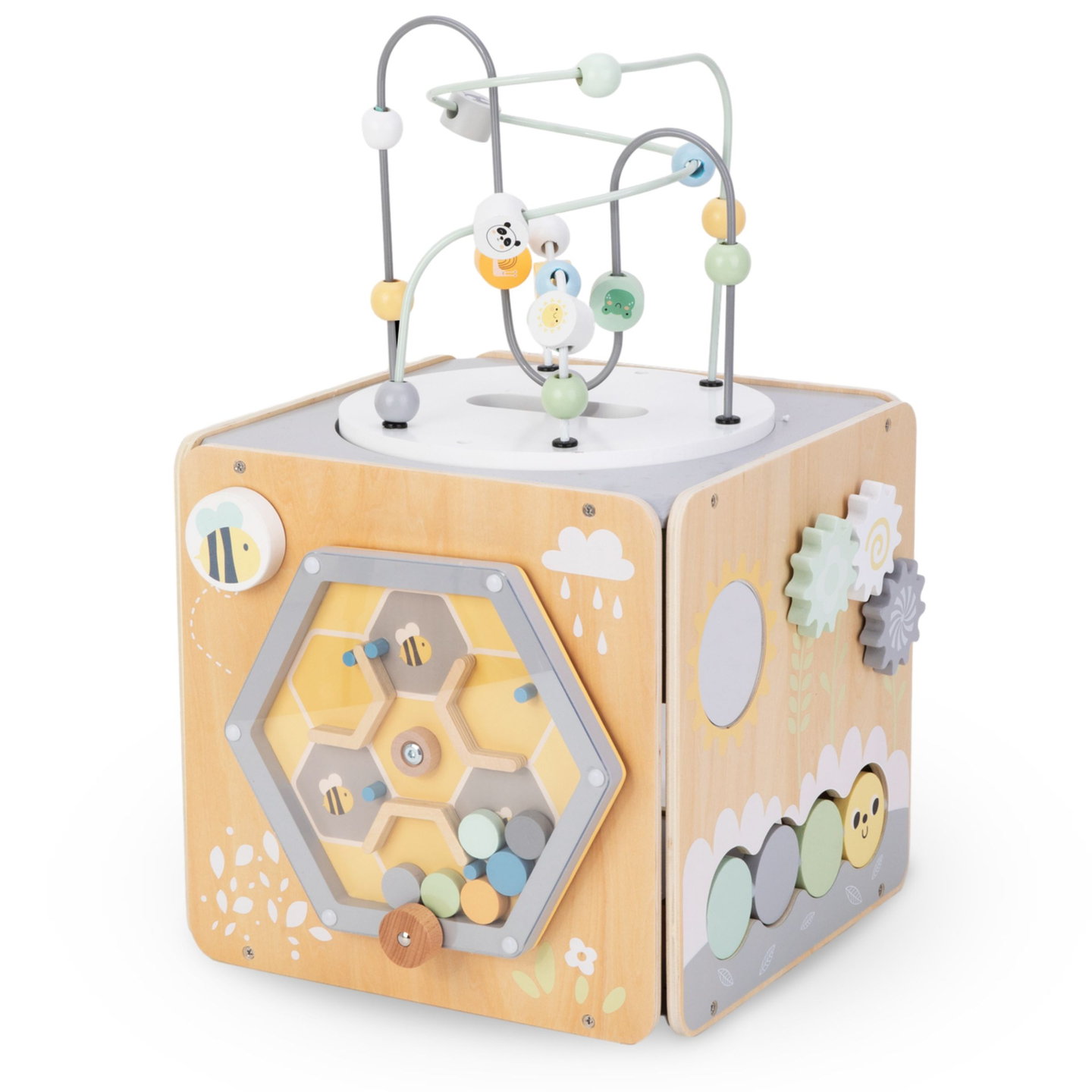 Veľká drevená kocka so slučkou - Montessori