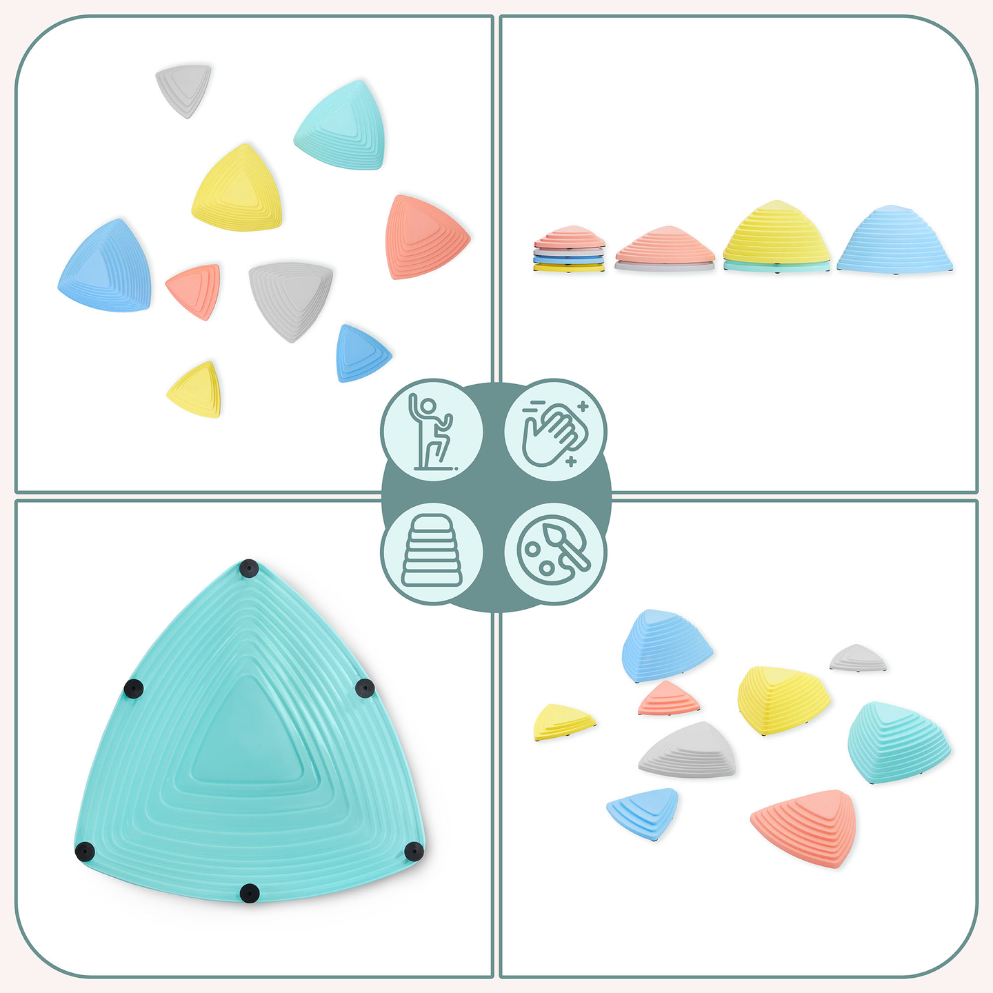 Farebné balančné kamene - 9 kusov