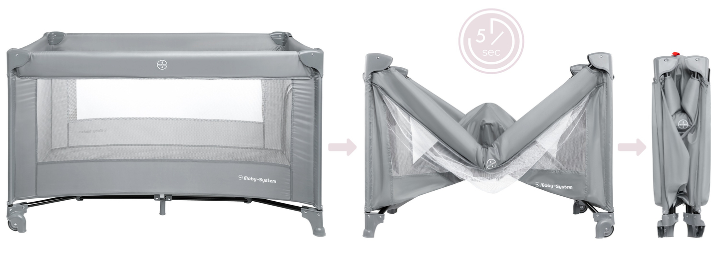 Cestovná postieľka Happy Traveller BASIC - sivá