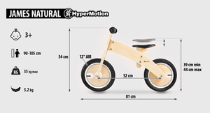 Drevený joggingový bicykel JAMES HyperMotion - nafukovacie kolesá - prírodný