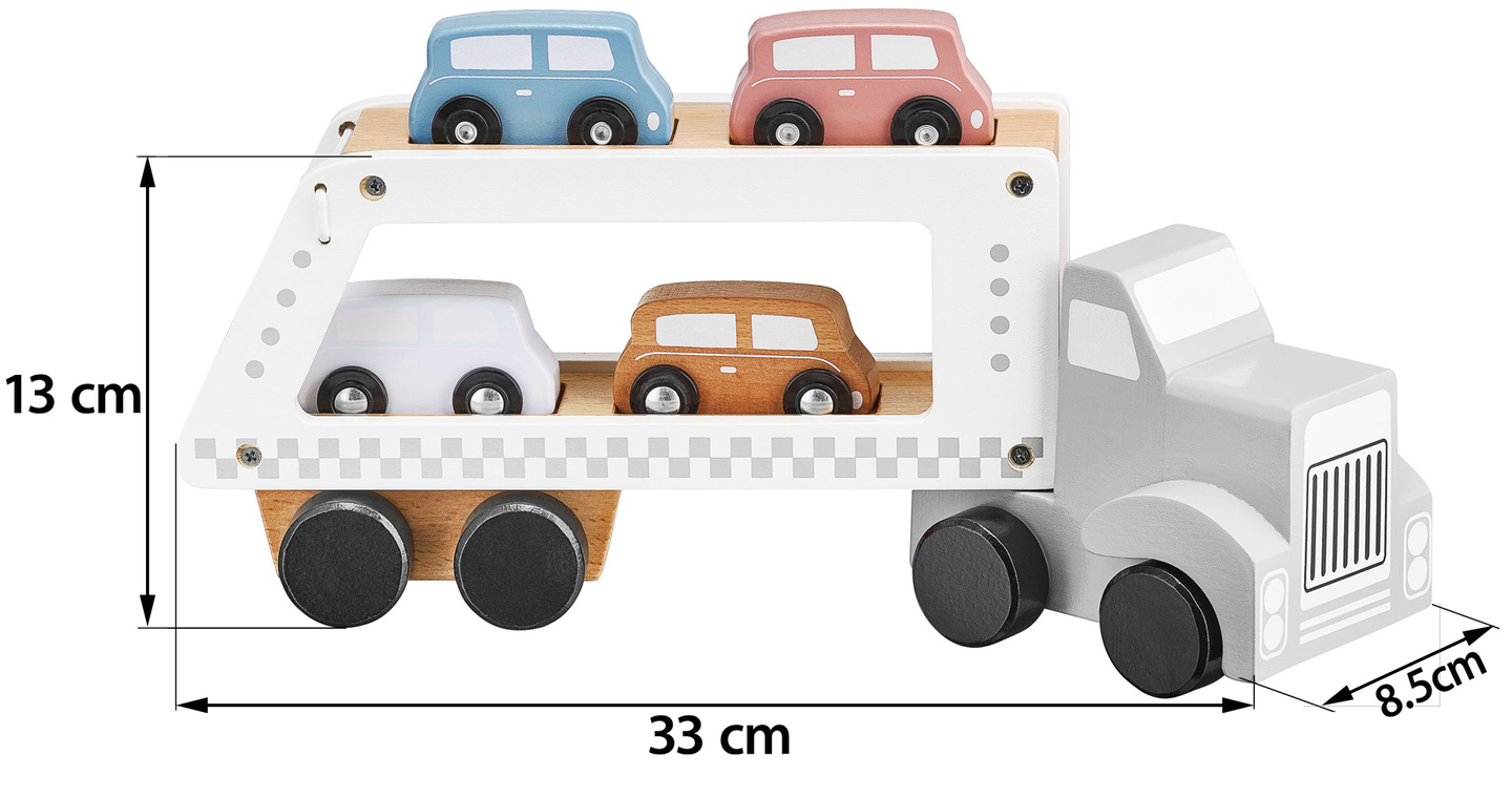 Drevený nákladný príves so 4 autami