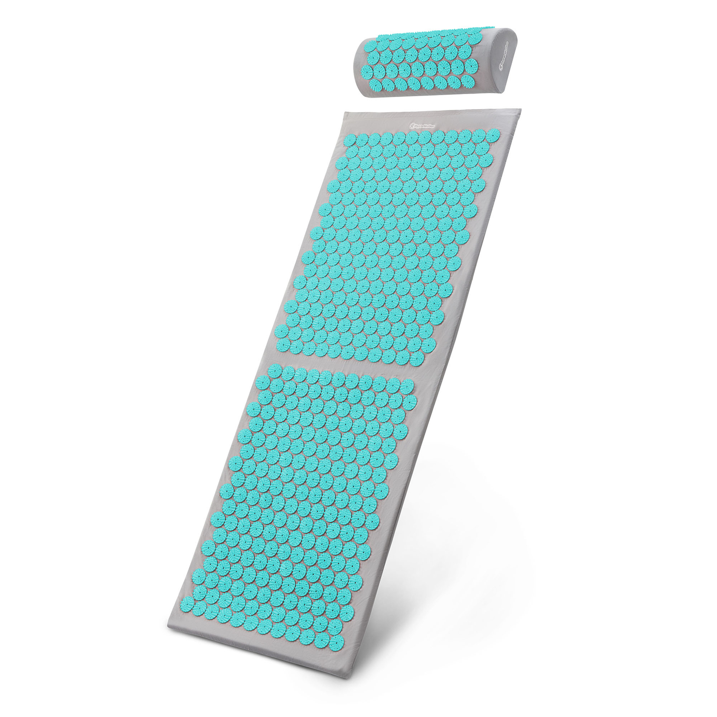 Veľká akupresúrna podložka s vankúšom a poťahom - 130 cm HyperMotion sivo-mätová