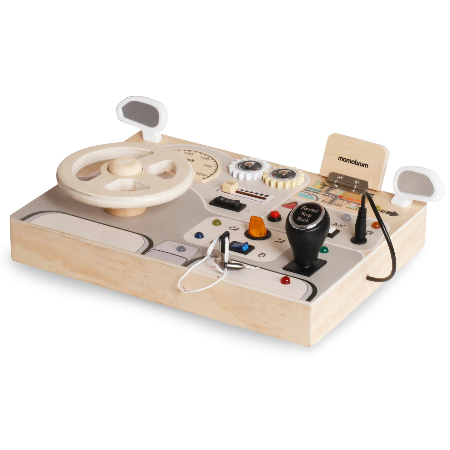 Montessori drevená hracia doska pre malé deti - prístrojová doska auta