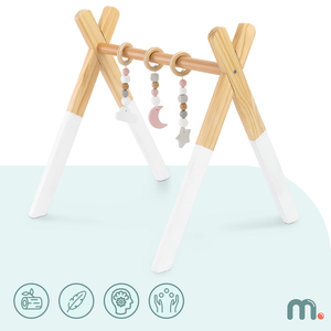 Drevený vzdelávací stojan Baby Gym - biela farba