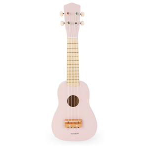 Drevená gitara pre deti - ukulele - ružová farba