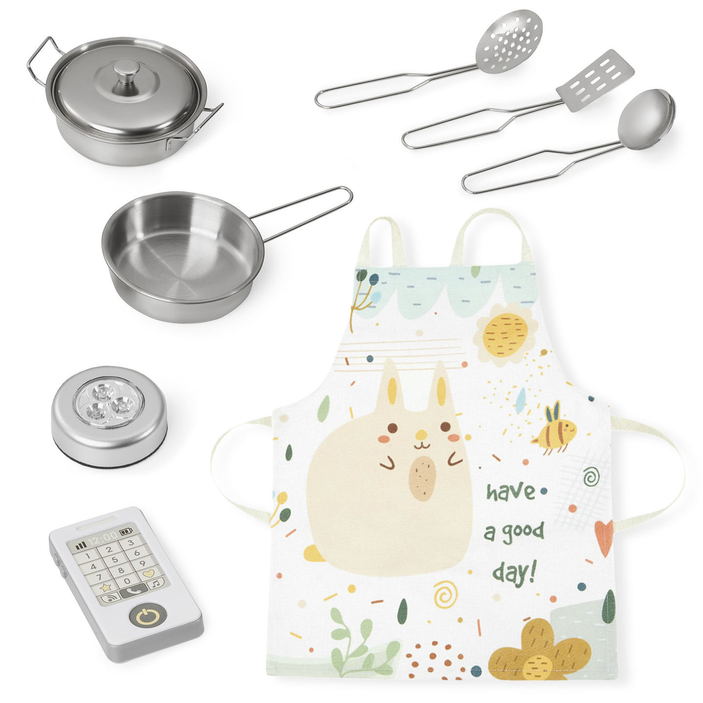 Drevená kuchyňa XXL s LED osvetlením, zásterou a príslušenstvom